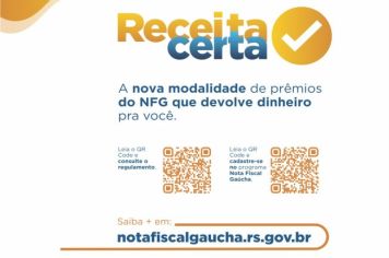 RECEITA CERTA DARÁ PRÊMIOS EM DINHEIRO AOS PARTICIPANTES DO PROGRAMA NFG