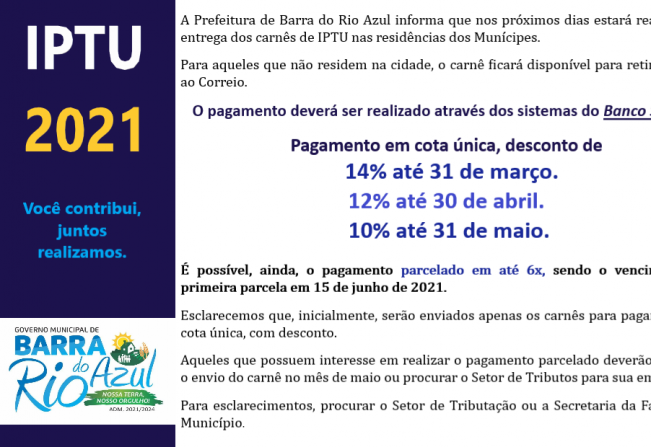 Pagamento do IPTU 2021