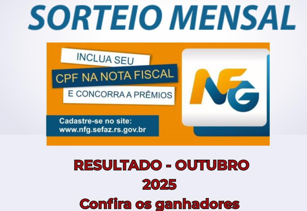 Ganhadores do Programa Nota Fiscal Gaúcha do município de Barra do Rio Azul – sorteio OUTUBRO 2025