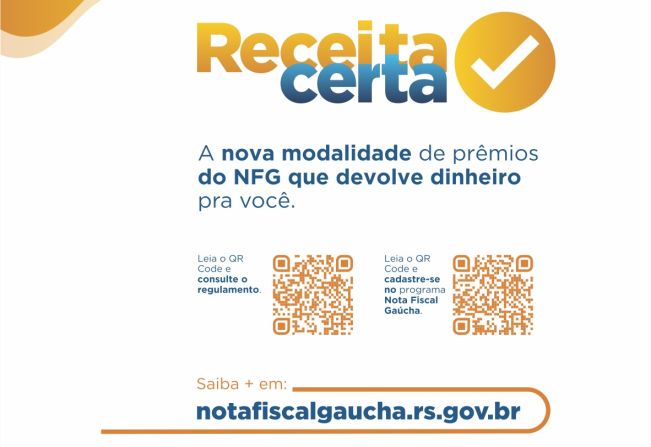 RECEITA CERTA DARÁ PRÊMIOS EM DINHEIRO AOS PARTICIPANTES DO PROGRAMA NFG