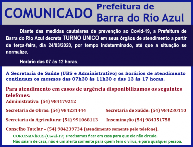 Prefeitura decretou turno único 